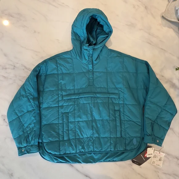 Free People Movement Pippa Packable Pullover Puffer Jacket Teal Coat - Picture 8 of 11